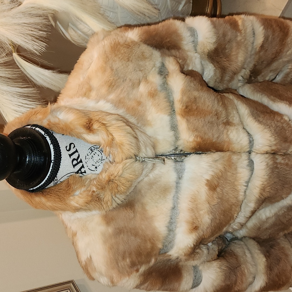 Vintage June  genuine natural rabbit fur and leather details  jacket  size M - Picture 8 of 17